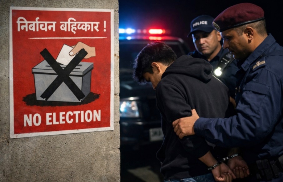 सुर्खेतका विभिन्न स्थानबाट निर्वाचन विरोधी गतिविधि गर्ने आठ जना पक्राउ